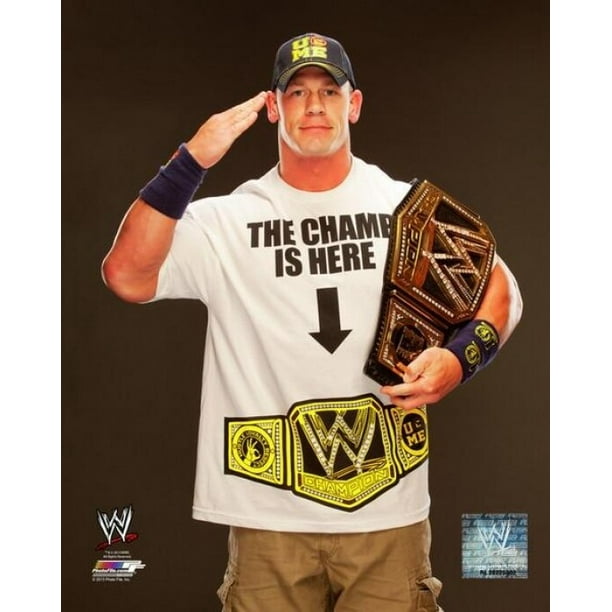 John Cena With The Wwe Championship Belt 13 Posed Photo Print Item Varpfsaaqa135 Walmart Com Walmart Com