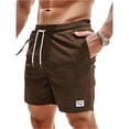 thumbnail image 2 of Mens Corduroy Shorts Casual Elastic Waist Drawstring 2026 Summer Beach Lounge Short Coffee S, 2 of 5