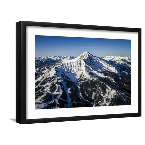 Art.com Lone Peak Seen From The Air Big Sky Resort, Montana Photographic Print by Ryan Krueger, Black Frame Wall Art, 23" x 17"
