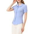 thumbnail image 4 of INSPIRE CHIC Chemise Douce pour Femme Vintage à Col Poupée Mignon Boutonnée m Bleu Violet, 4 of 7