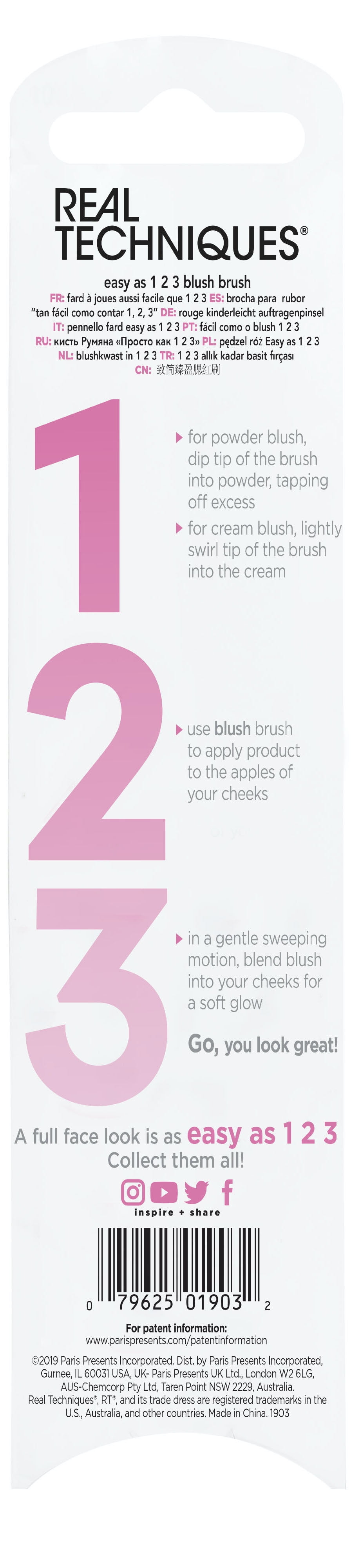 Real Techniques® Easy As 123 Powder & Cream Blush Makeup Brush, Single