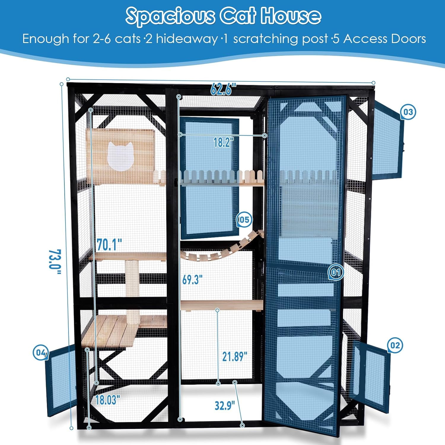Catio Outdoor Cat Enclosure Large Walk in Cat House for Mulitiple Cats
