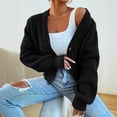 thumbnail image 4 of Purcolt Women's Chunky Knit Open Front Cardigan Sweaters V Neck Button Down Loose Short Cardigan Fall Outerwear Coats, 4 of 6