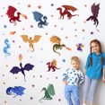 thumbnail image 5 of Cartoon Cute Dragon Wall Decals DIY Stars and Dragons Wall Stickers Decor Art Peel and Stick Kids Bedroom Playroom Baby Nursery Classroom, 5 of 6
