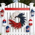 thumbnail image 6 of Patriotic Wreath for Front Door - Red White and Blue American Flag Wreath with Artificial Wheat, Independence Day Memorial Day Summer Wreath for Window Wall Indoor Outdoor Holiday Decoration, 6 of 8
