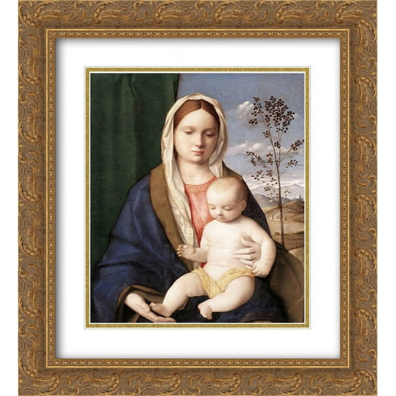 Giovanni Bellini 2x Matted 20x24 Gold Ornate Framed Art Print 'Madonna and child'