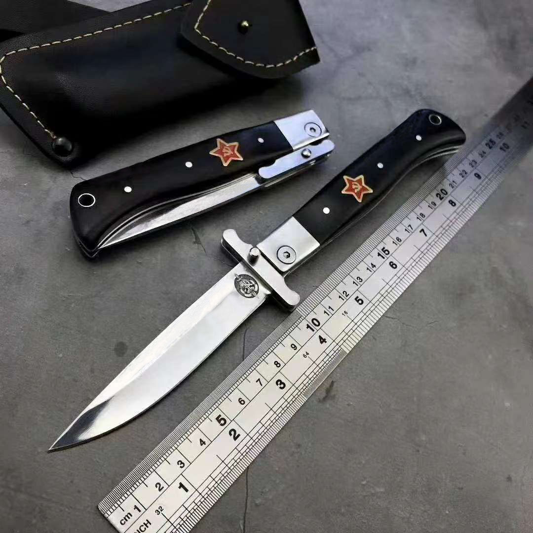 Outdoor Camping Russian Finka NKVD KGB Wit EDC Manual Folding Pocket Knife Black and White Resin Handle 440C Mirror Blade knives