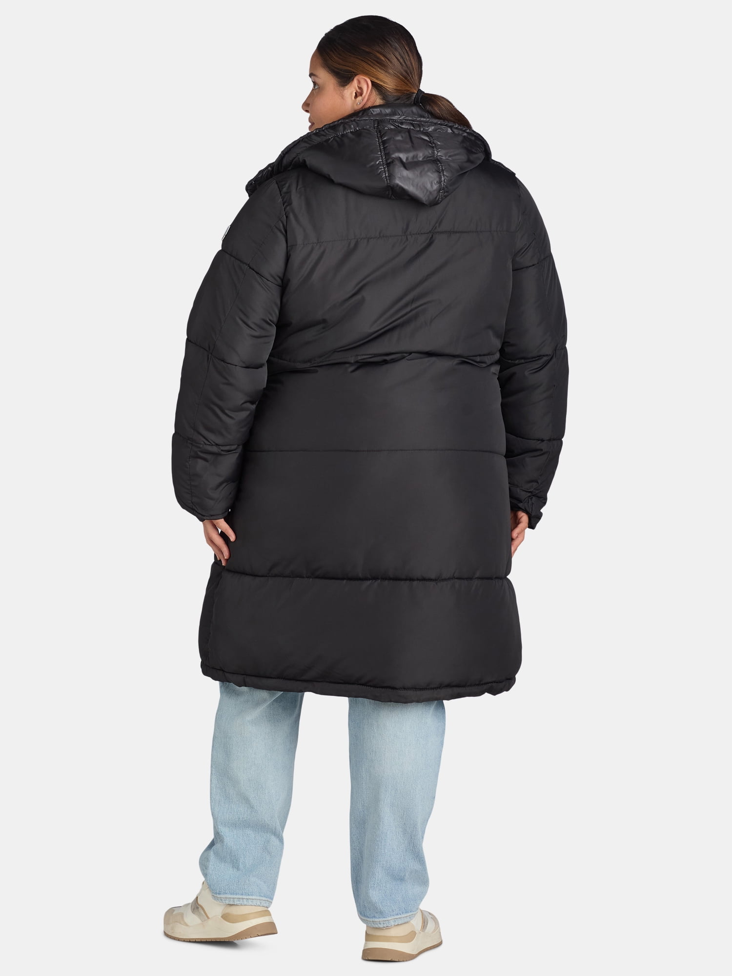 Big Chill Women's and Women's Plus Maxi Puffer Coat with Hood, Heavyweight, Sizes S-3X