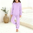 thumbnail image 3 of Dakiuu Girls Boys Fleece Pajamas Set Soft Cozy Fuzzy Plush Pullover Sweatshirt Pants Outfit for Kids Long Sleeve Top Pant Sleepwear Loungewear Purple 15-16 Years (170), 3 of 6