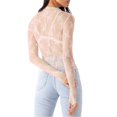 thumbnail image 5 of Tshirts For Women Mesh See Through Floral Embroidery Round Neck Long Sleeve Slim Tunic Tops Pullover T Shirts Holiday Wear,Pink,M, 5 of 8