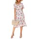 thumbnail image 5 of SAYOO Mujer Verano Cuello en V Manga Corta Cintura Alta Ruffle Hem Midi Vestidos SAYOO Sexy, 5 of 7