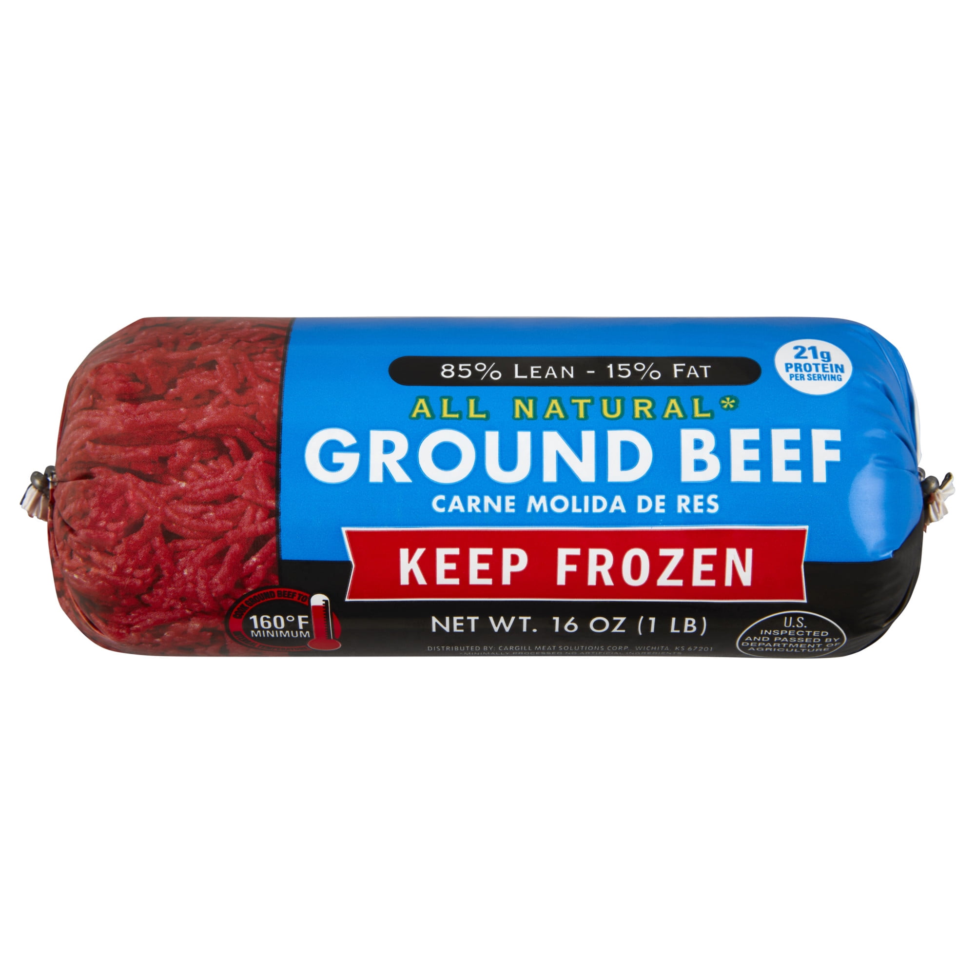 85% Lean / 15% Fat Ground Beef, 1 lb Roll, Frozen, All Natural