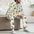 thumbnail image 7 of Naloa Bees And Rainbows Men’s Pajamas Set - Long Sleeve Button Down Sleep Shirt and Pajama Bottoms Sleepwear Set-X-Large, 7 of 7