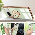 thumbnail image 5 of Compatible with Google Pixel 6a 5g Cell Phone Case Ultra Slim Thin with 360°Finger Ring Stand Metal Electroplated Soft TPU Frame Full Body Shock-Absorption Bumper Hard Back Mobile Cover-LGreen, 5 of 13