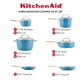thumbnail image 2 of KitchenAid Hard Anodized 10 Pcs Ceramic Nonstick Cookware Pots and Pans Set, Oven Safe to 500°F, Blue Velvet, 2 of 11