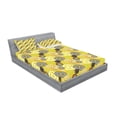 thumbnail image 2 of Ambesonne Geometric Fitted Sheet & Pillow Sham Set, Psychedelic Rings, Full, Mustard, 2 of 2