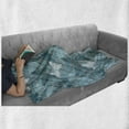 thumbnail image 6 of Grunge Soft Flannel Fleece Throw Blanket, Butterflies Pattern Checkered Backdrop Animal Spring Season Inspirations, Cozy Plush for Indoor and Outdoor Use, 60" x 80", Pale Blue Teal Grey, by Ambesonne, 6 of 6