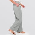 thumbnail image 4 of Women's Breathable Summer Linen Pants High Waist Wide Leg Casual Boho Vacation Trousers Light Gray S, 4 of 5