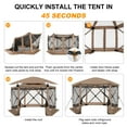 thumbnail image 6 of COBIZI Pop Up Gazebo Starry Sky Screen Tent Screen House with a mesh top for Camping, 12x12 Screen Room with Mosquito Netting, Hub Tent Instant Screened Canopy with Carrying Bag, Khaki, 6 of 14