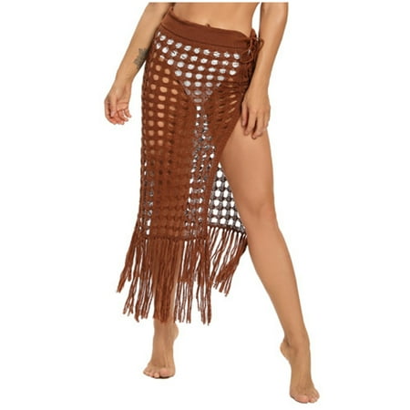 AOOCHASLIY Clearance Women Solid Swimsuit Swimsuit Cover Up Summer Beach Wrap Skirt Swimwear Bikini Cover-ups