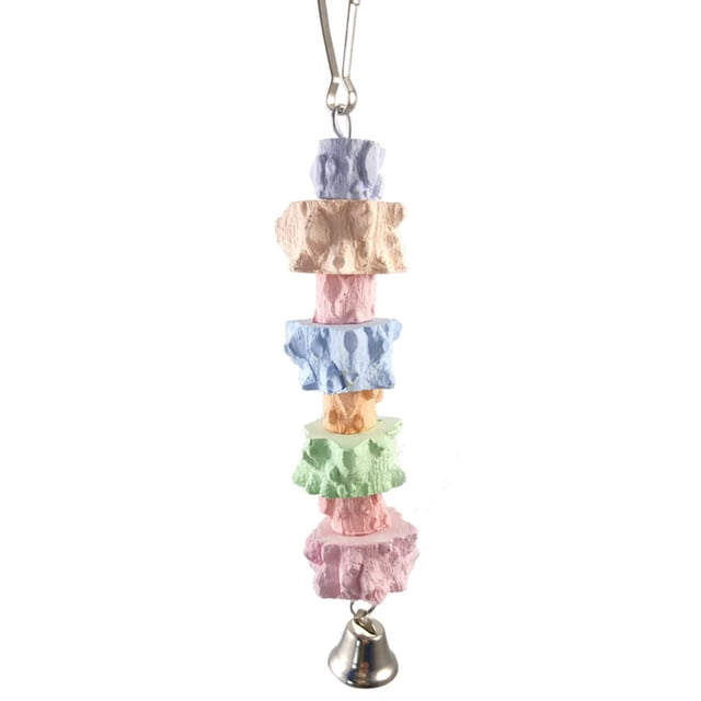 Bird Toy Walmart - Colorful Parrot Chew Toy with Calcium Stone & Bell - Beak Grinding Cage Accessory for Cockatiel/Parakeet/Budgie/Rabbit - Small