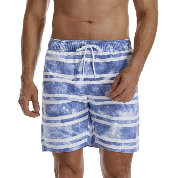 Wyobmus Mens Lightweight Hawaiian Short Plus Size Casual Drawstring Surfing Short Summer Beach Shorts A-Blue