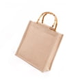 thumbnail image 1 of Bolsa De Compras De Yute Bolsa De Asa De Bambú Anticuada Bolsa De Regalo Natural Exquisita Para Compras De Yute Portátil Con Película Impermeable Para Tienda De Telas De Panadería Advancent HA026771-02, 1 of 5