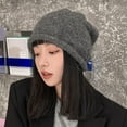 thumbnail image 6 of SikaFu Autumn Winter Wool Curling Hat Black Pullover Hat Knitted Beanie Women's Hat Winter Men Skullies Beanies Warm Casual Slouchy Hat, 6 of 6