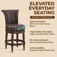 thumbnail image 6 of ROME + OAK Runyan 26" Swivel Counter Stool, Dark Walnut Wood, Vintage Brown Faux Leather, Set of 4, 6 of 13