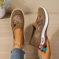 thumbnail image 3 of Rokment Womens Butterfly Embroidered Ortho Walking Shoes Ethnic Retro Casual Knit Comfortable Arch Support Platform Wedge Slip on Driving Nursing Loafers Tennis Non Slip Work Sneakers Brown Size 8, 3 of 8