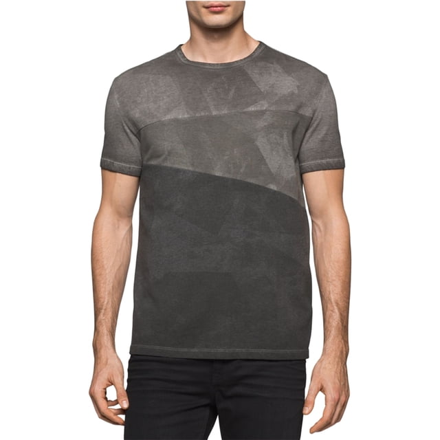 Calvin Klein - Camiseta embellecida abstracta con bloques de color para hombre, gris, talla mediana Calvin Klein Camiseta adornada