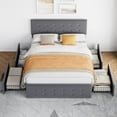 thumbnail image 4 of Yesfashion Queen Bed Frame with 4 Storage Drawers, Velvet Upholstered Platform Bed Frame with Headboard and Wooden Slats Support No Box Spring Needed, 4 of 9