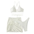 thumbnail image 3 of Sngxgn Women's Bikini Swimsuit Front Cross up Two Piece Bathing Suit(White,S), 3 of 3