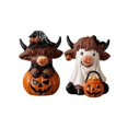 thumbnail image 2 of 2 Pack, Highland Cow Figurines 4 Inch Halloween Ghost Decor Spooky Statues for Home Tiered Tray Shelf Mantel Fall Halloween Decoration for Indoor Tabletop Display, 2 of 7