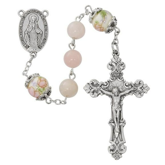 Mcvan R932F 23 in. Picasso Gemstone Beads with Miraculous Center & Crucifix Box