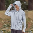 thumbnail image 2 of Levmjia Men's UPF50+ Sun Protection Jacket Lightweight Hooded Outdoor Jacket Breathable Quick-Dry Fishing Sportswear Polyester Drawstring Hood M-5XL Gray, 2 of 9