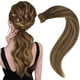 thumbnail image 1 of Extensiones de cabello de cola de caballo Easyouth, extensión de cola de caballo de cabello humano Balayage, mezcla marrón medio, rubio caramelo, extensión de cola de caballo envolvente, se puede quit, 1 of 5