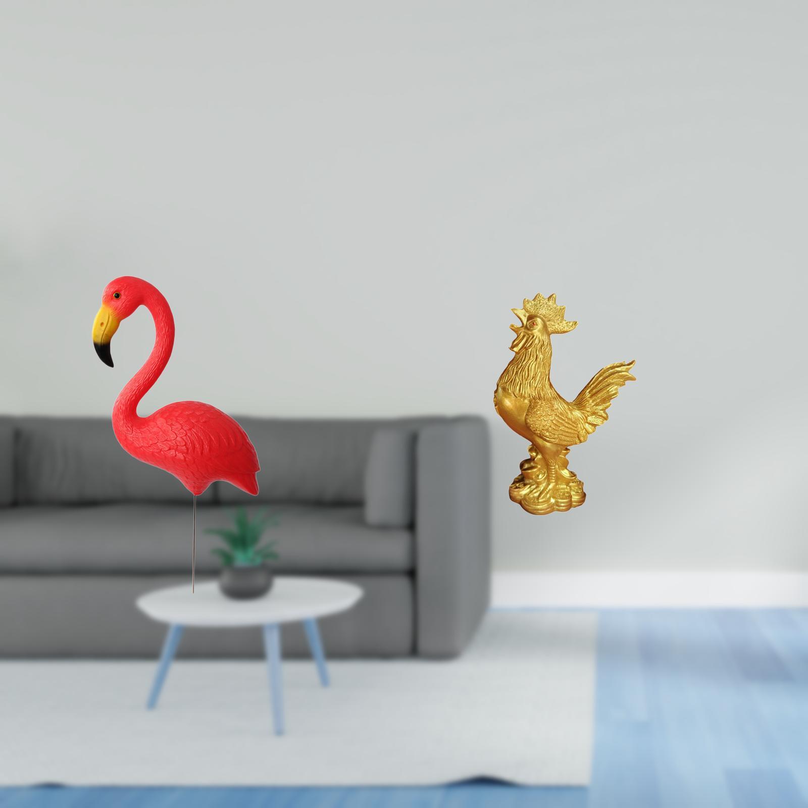 Miulika Bird Statue Figurine Yard Art Ornament Backyard Fairy Garden Accessories Flamingo Garden Stake Sculpture for Holiday Spring Chicken Figurine Feng Shui Decor Home Decorations Rooster