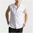 thumbnail image 4 of USNSM Men's Casual Fashion Shirt With Pockets Sleeveless Lapel Shirt Summer Solid Color Button Down Shirt Tank Top White XXL, 4 of 9