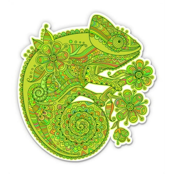 Chameleon Floral Pretty - 3" Vinyl Sticker - For Car Laptop Water Bottle Phone - Waterproof Decal