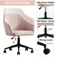thumbnail image 3 of Vanity Chair, Accent Chair Velvet with Swivel Wheels and Back for Home, Adjustable Office Chair, Pink, LJ980, 3 of 9