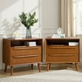 thumbnail image 2 of 26" Tall 2-drawer End Table Set of 2 with Charging Station Table for Living Room Acorn, 2 of 9