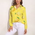 thumbnail image 3 of Lemons on Yellow Long Sleeve Blouse Woman Streetwear Casual Shirts Summer Oversize Woman Streetwear Clothing Birthday Present, 3 of 7
