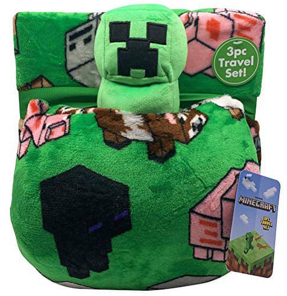 Minecraft Kids Travel Set w/ Throw, Pillow Buddy & Decorative Pillow, Gaming Bedding - image 3 of 3