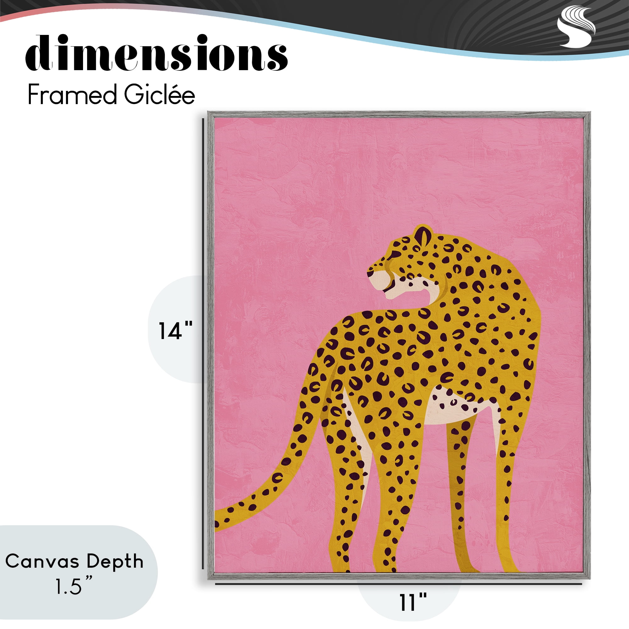 Stupell Industries Leopard on Pink Serenade Gray Framed Giclee Art, design by Kim Allen