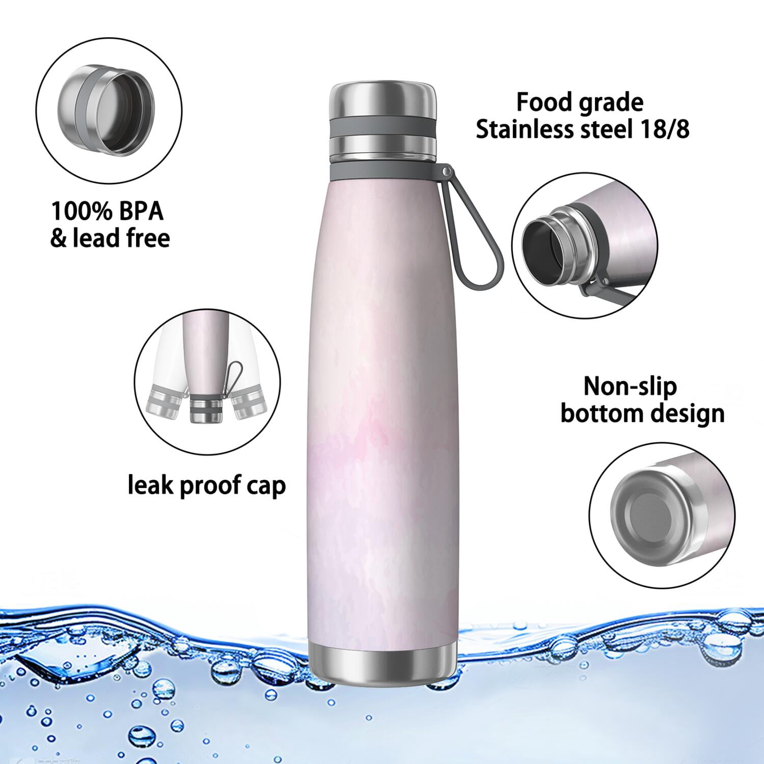 29oz Insulated Water Bottle with Tea Infuser, Stainless Steel Travel Mug, Fluid Smoke Aurora Art Style