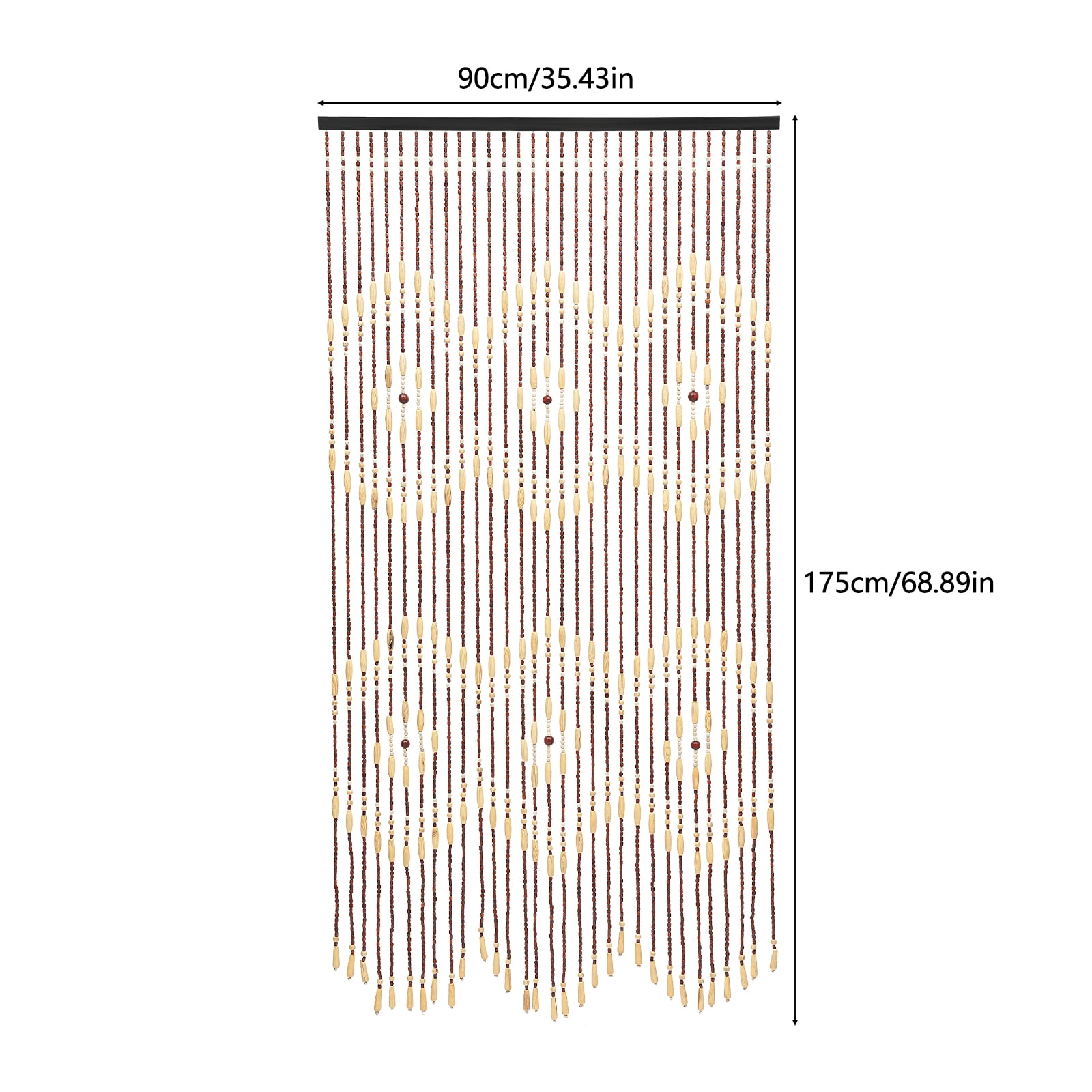 Handmade Natural Bamboo & Wood Bead Curtain 35x69 Inch, Bohemian Room Divider for Doorways, Windows