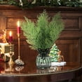 thumbnail image 2 of 25Pcs Artificial Pine Branches 13.5" Christmas Greenery Stems Faux Pine Needles Twigs Pine Picks Fake Leaves Cedar Sprigs for Xmas Tree Vase DIY Garland Wreath Home Decoration, Green, 2 of 5