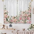 thumbnail image 6 of Pink Rose Flower Kitchen Curtains Wooden Farmhouse Rustic Small Short Cafe Window Curtains Floral Country Rod Pocket Bathroom Window Drapes Treatment Tier Curtains 2 Panels (27.5x36 Inch), 6 of 6