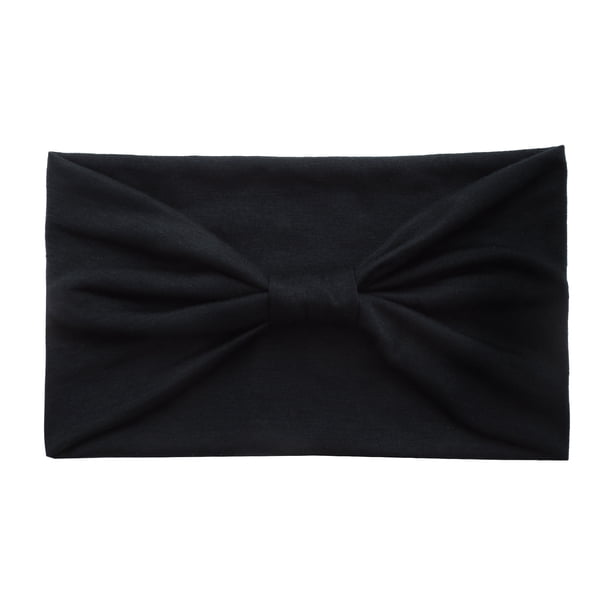 Zhuge Turbante elástico con lazo para el pelo para mujer, diadema con nudo para yoga (negro)